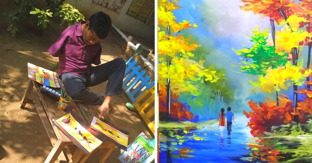 Born Without Hands, Hearing-Impaired Man Makes Stunning Paintings With His Feet