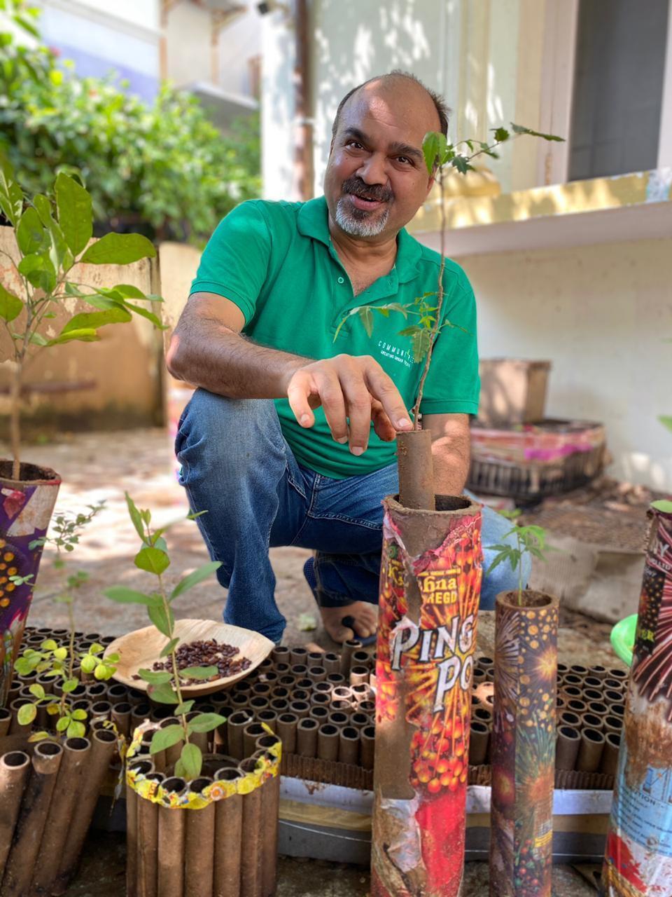 Chennai Man Collects Empty Firecracker Cases, Turns Them Into Plant Holders