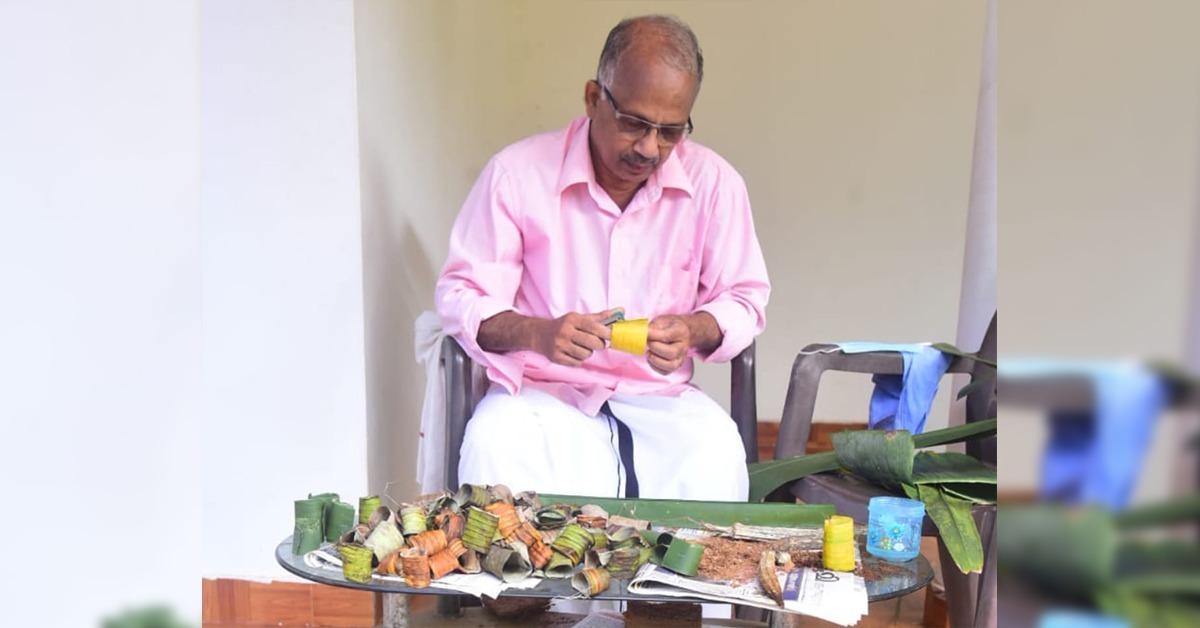 Kerala Man Shows How To Make Compostable Seed Germination Trays From Leaves