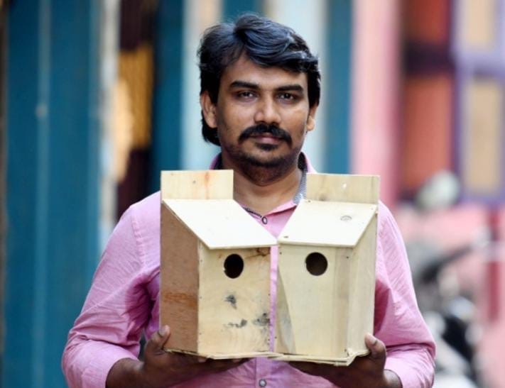 Chennai professor sparrow nesting sanctuaries