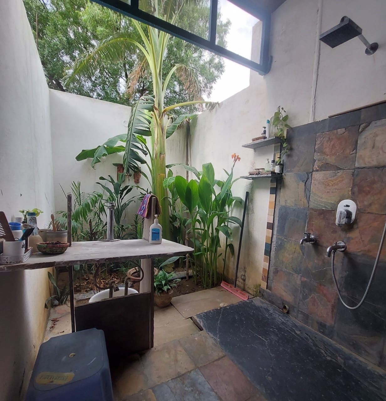 Open bathing space in Veena's house 
