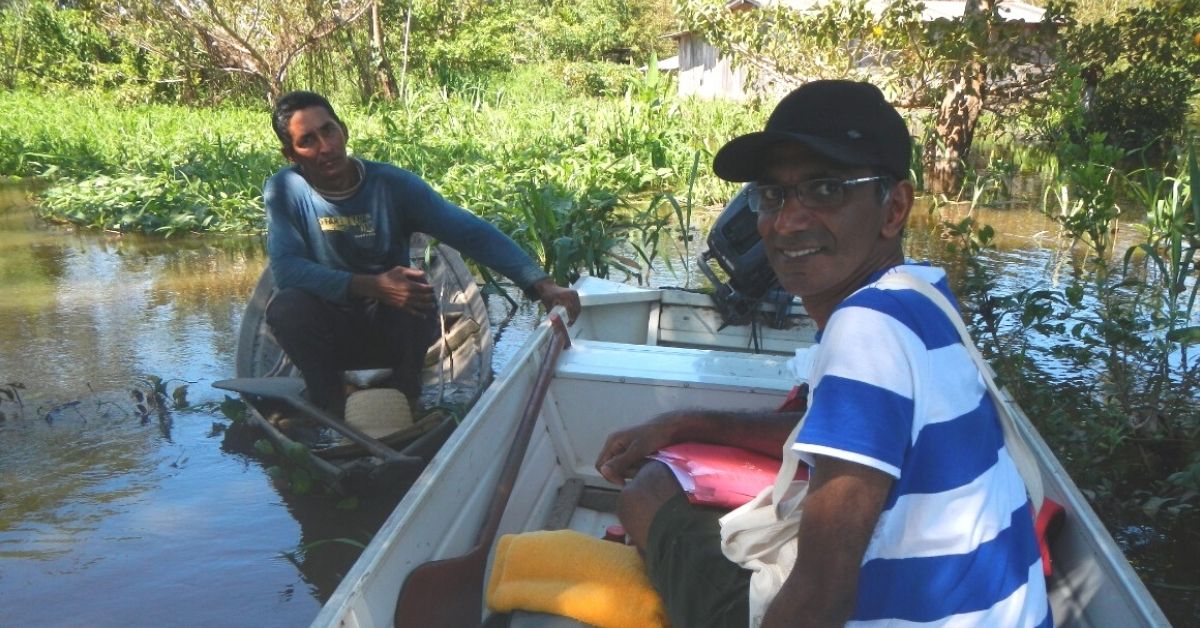 indian man on amazon river