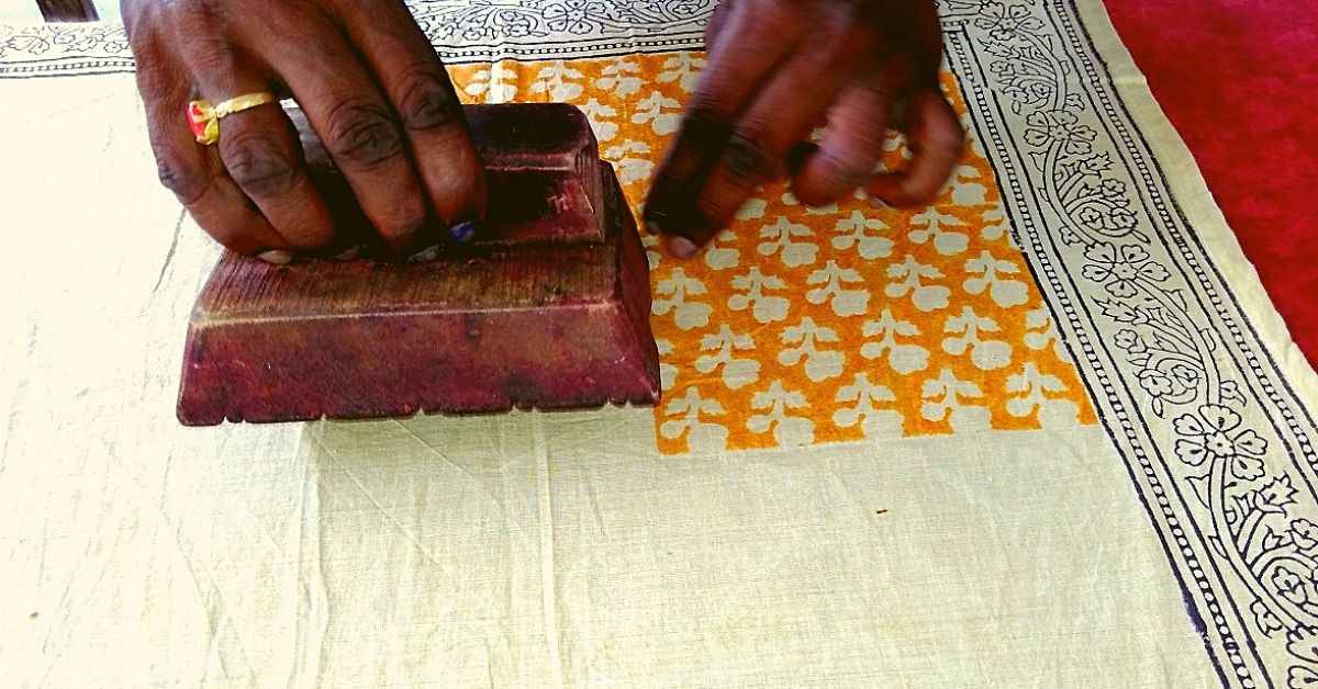 Kalamkari fabric in the making