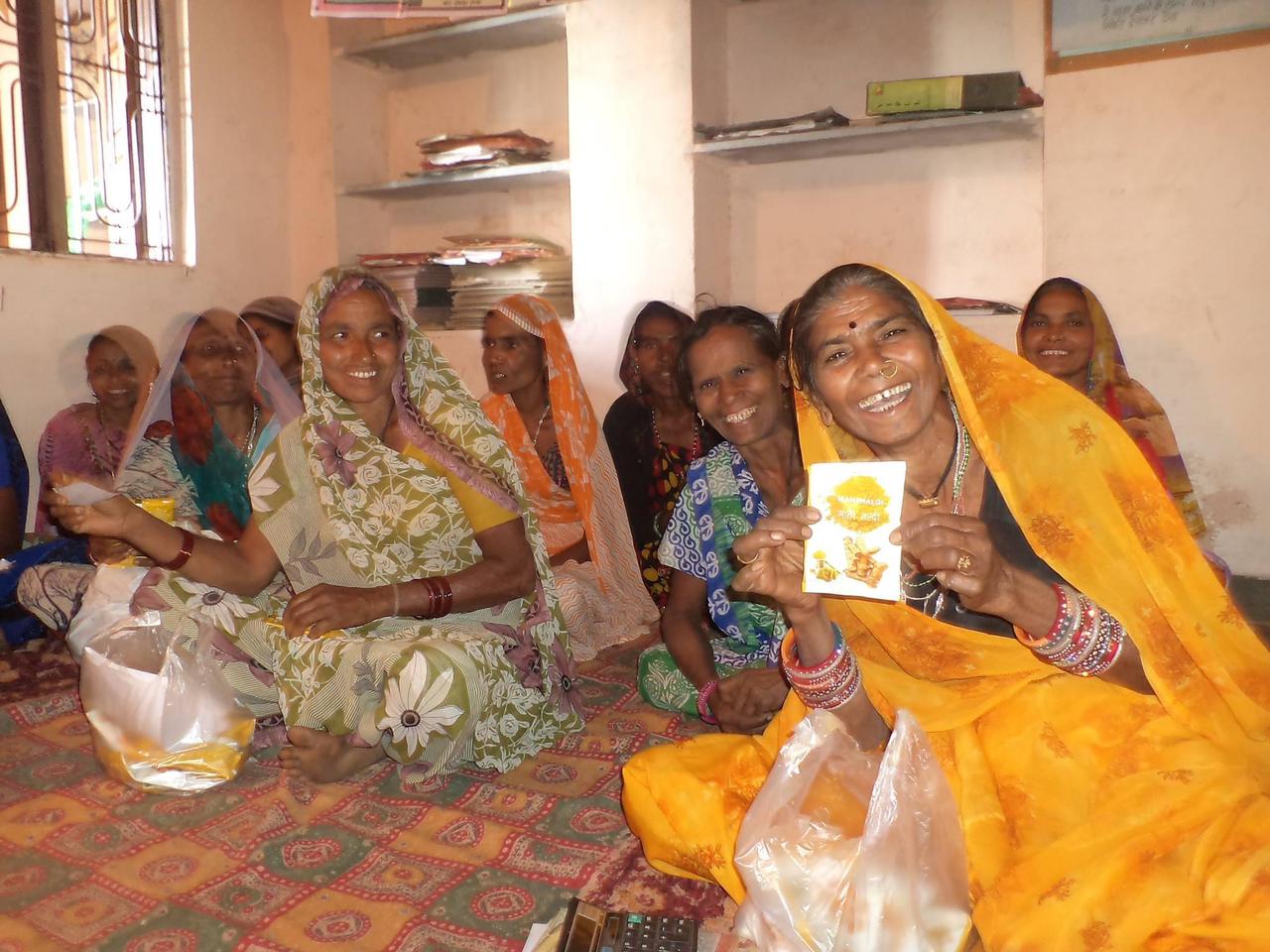 Farmers with packaged turmeric