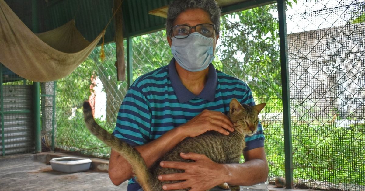 Mini Vasudevan with a cat