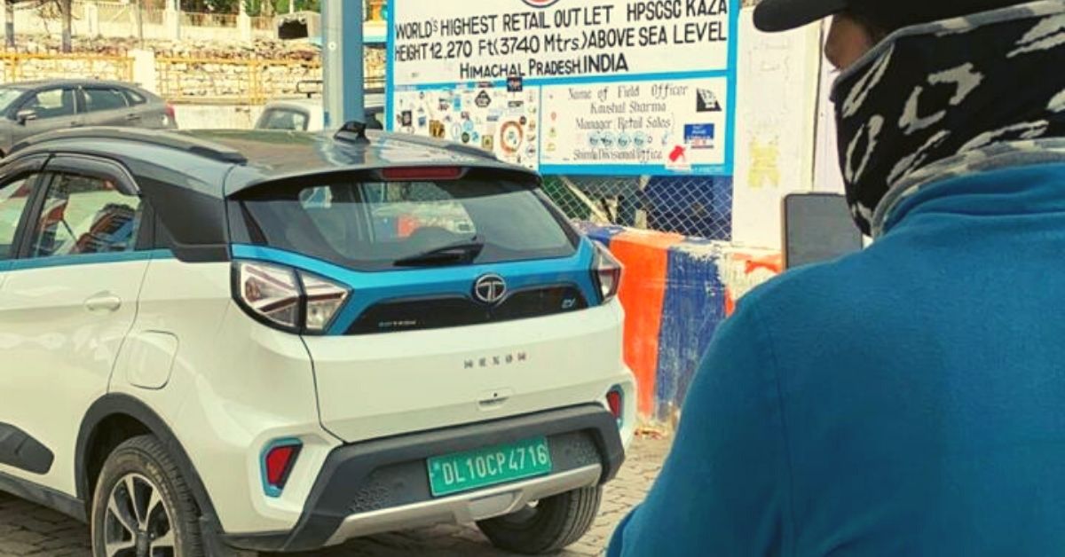Anjney traveled to world’s highest petrol pump by EV