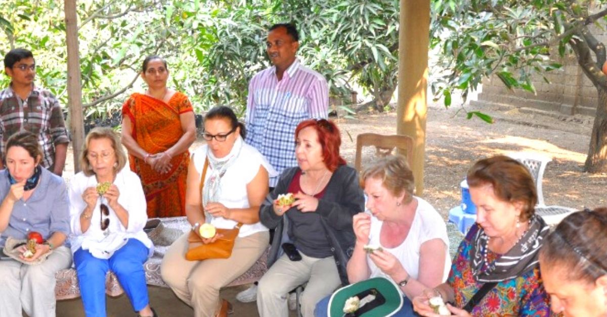 Tourists and customers enjoying meal at Sidhpura's farm