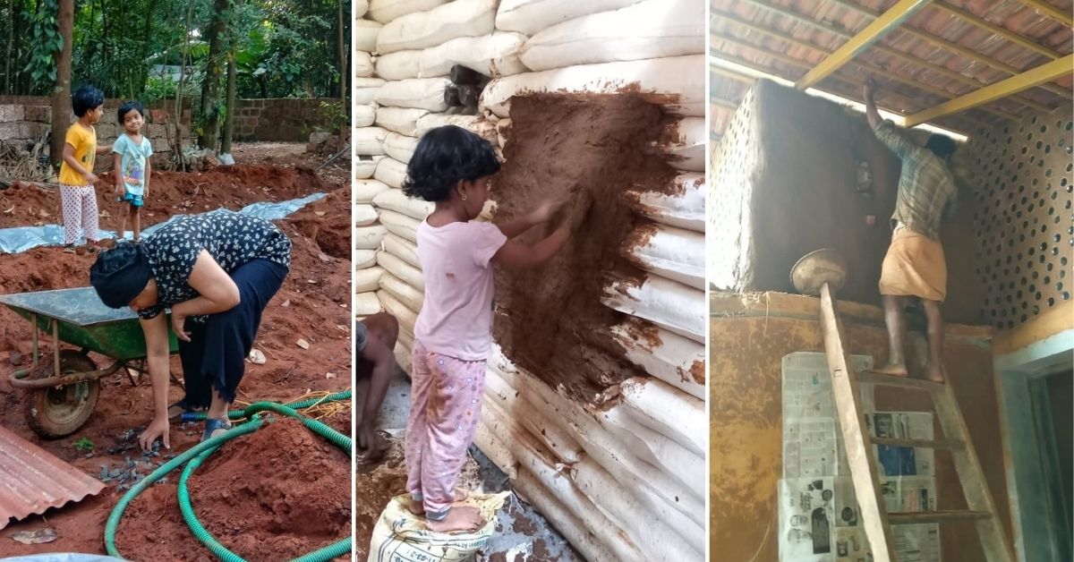 Aji Anand, his friends, and family building their home