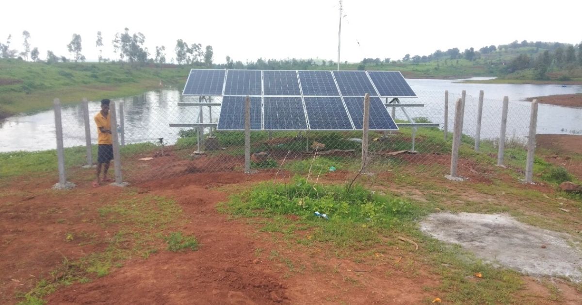 Solar panel with pumps to lift water for drinking and irrigation.