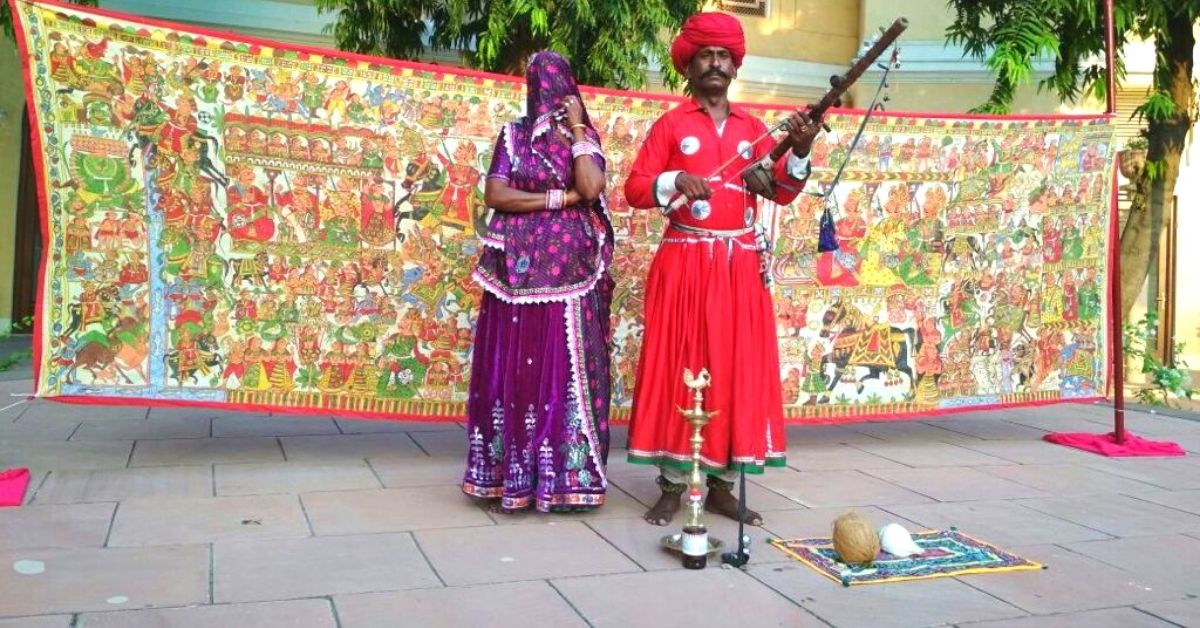 Bhopa and Bhopi perform Phad painting tales