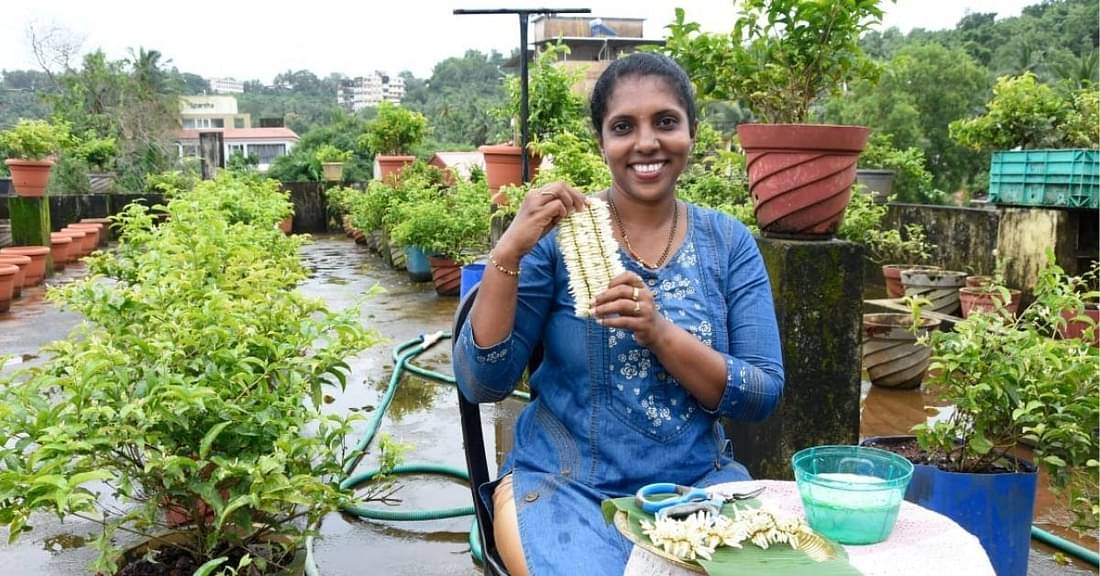 Kirana at her terrace garden.