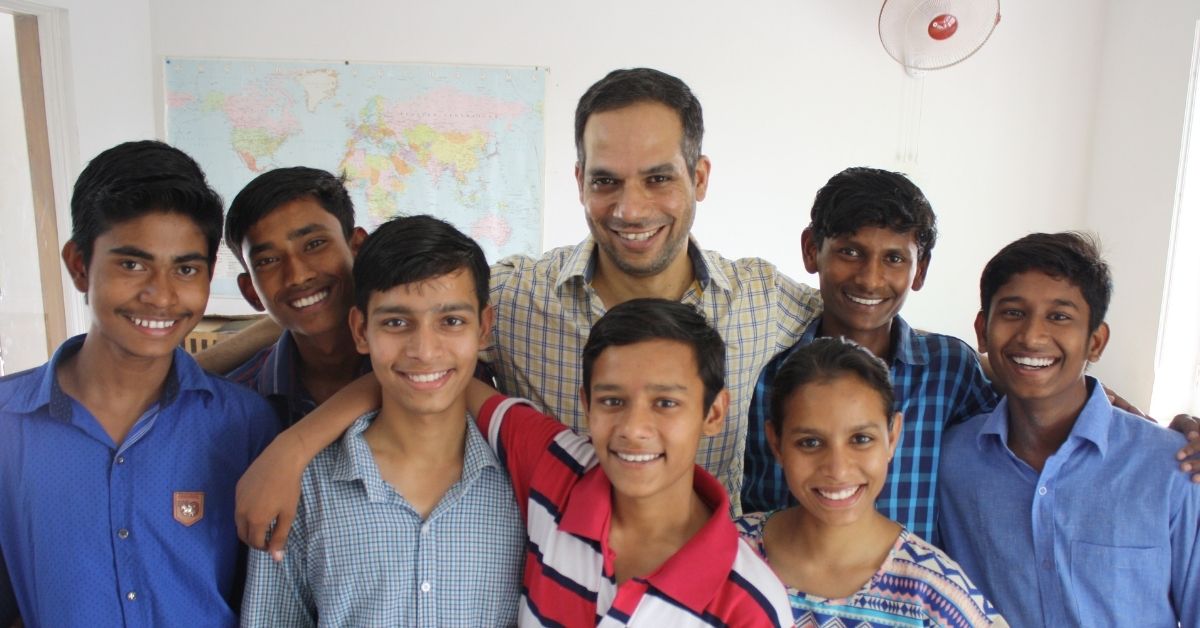 kushal with underprivileged children