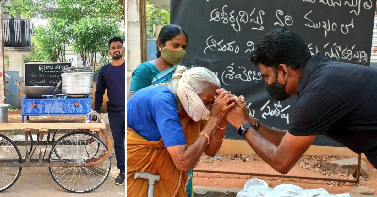 Ramu Dosapati feeding the underprivileged