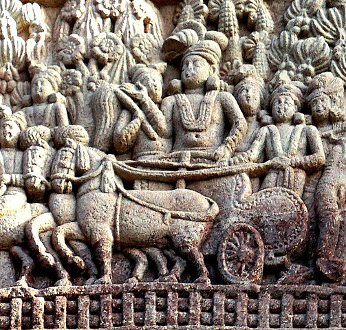 A 1st century BC relief from Sanchi, showing Ashoka The greart on his chariot
