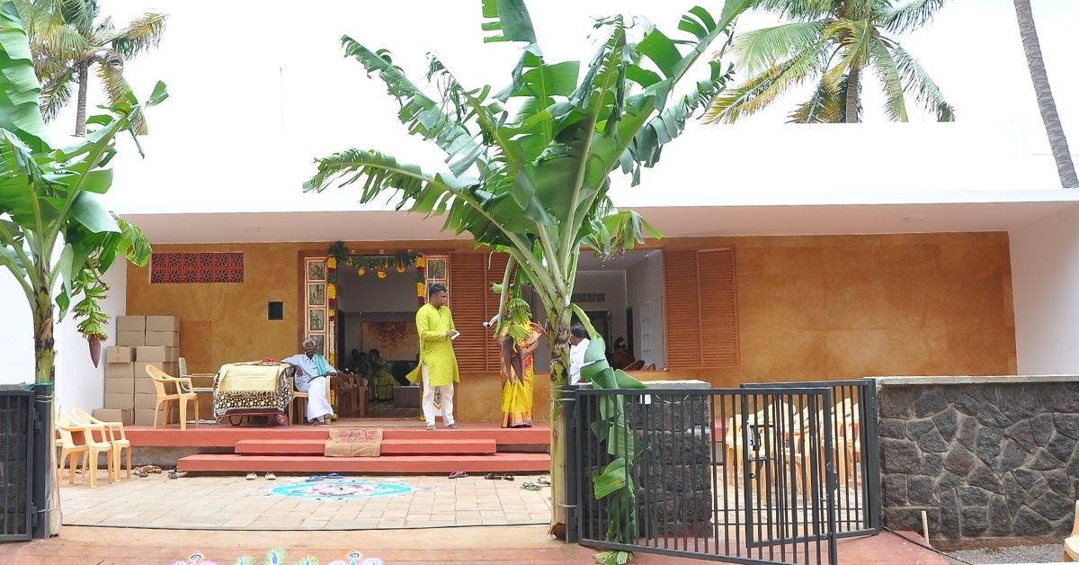 Rumah berkelanjutan yang dibangun oleh arsitek Kaushik di kampung halamannya di Theni, Tamil Nadu