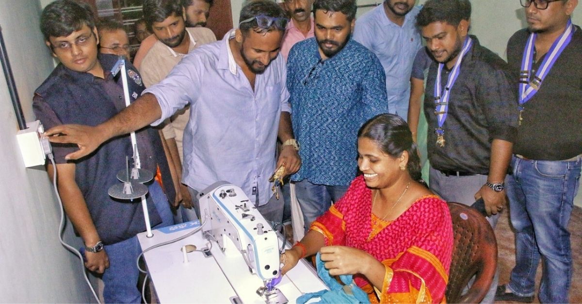 Kerala climate activist at Muhamma village in Kerala, training women in cloth upcycling