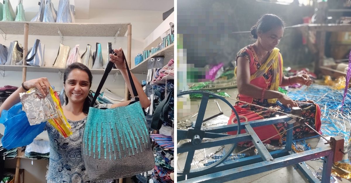IT Engineer Uses Charkha to Upcycle 700000 Plastic Wrappers into Beautiful Bags & Mats