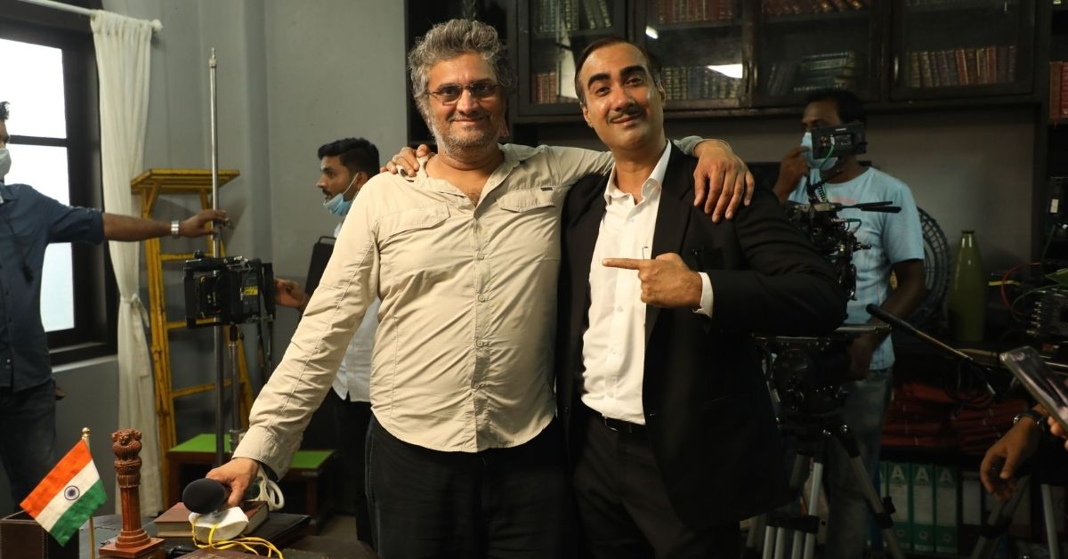 Manish Gupta with Ranvir Shorey on the sets of 420 IPC