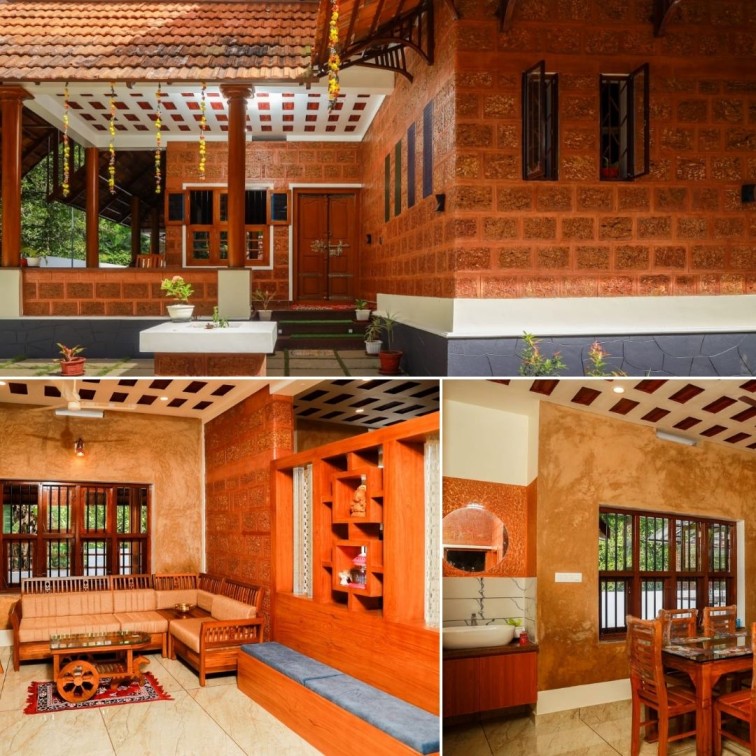 Interior of Dinesh Kumar's sustainable  house in Kerala