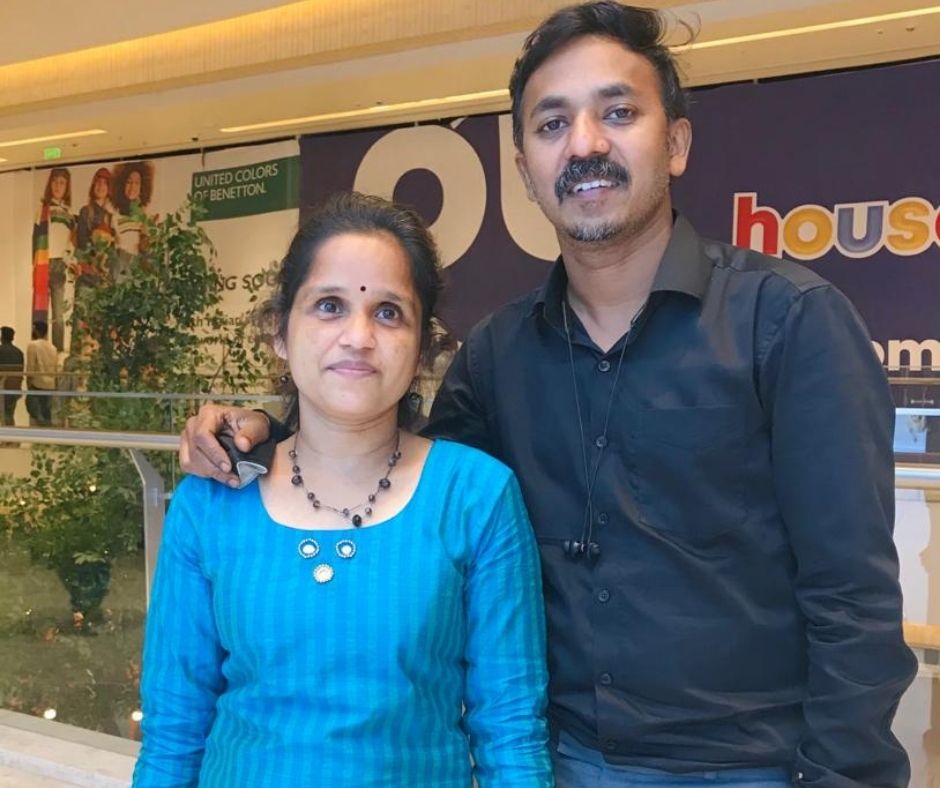 Geetha Saleesh with her husband Saleesh Kumar