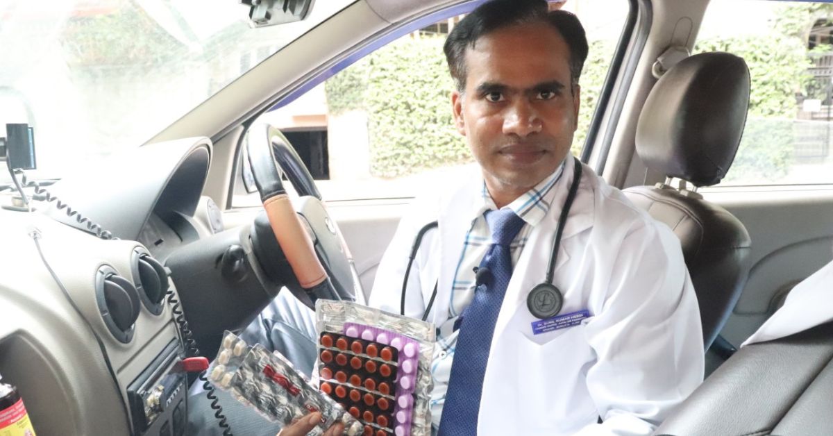Doctor Sunil Kumar Hebbi in his car clinic