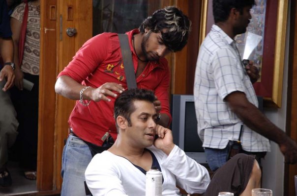 On a movie set with Salman Khan 