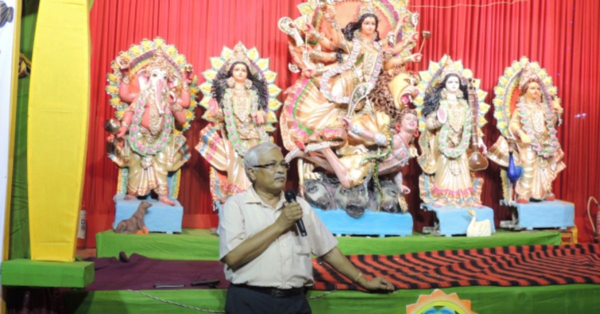 public health scientist dr smarajit jana at a durga puja pandal