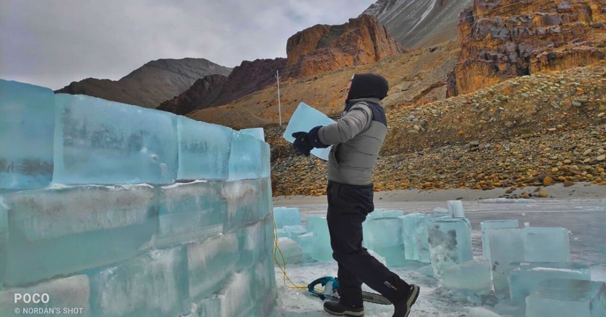 Carrying blocks of ice