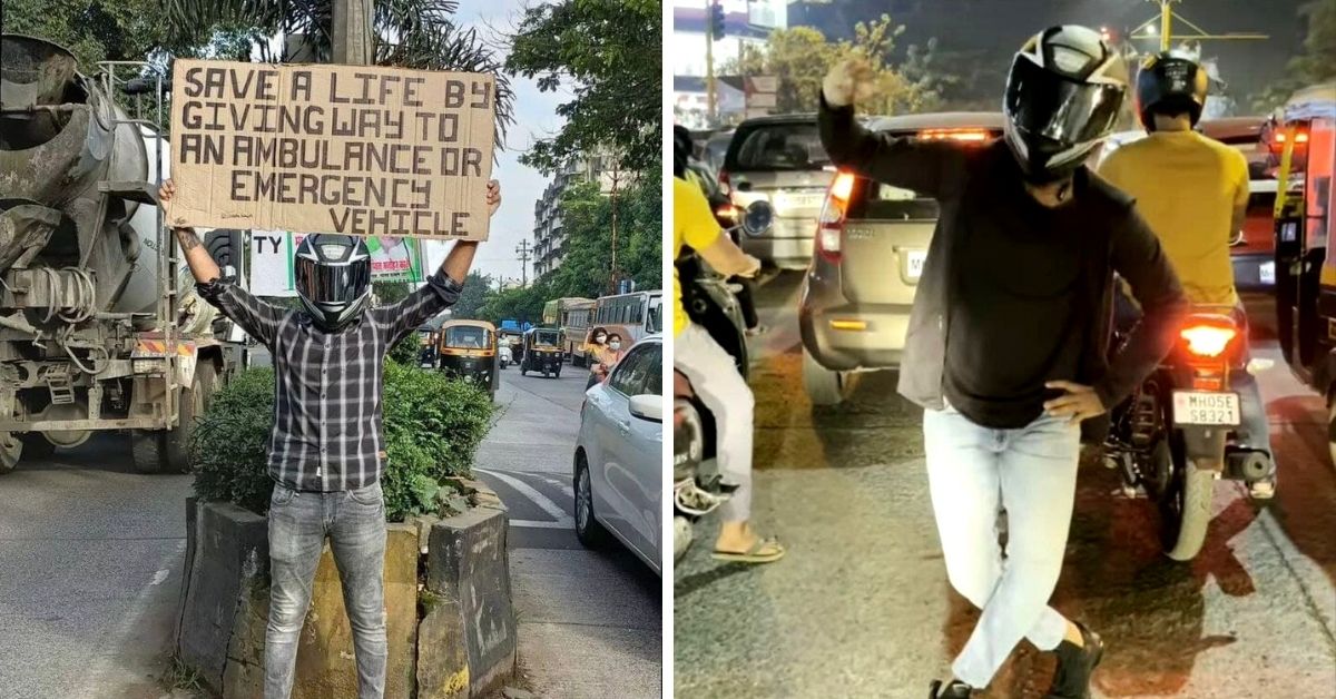 Don’t Run That Red Light! Maharashtra’s ‘Helmet Guy’ Has a Fun Fix For Traffic Jams