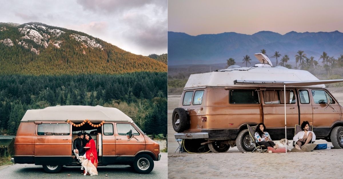 indian couple travelling the world in their campervan