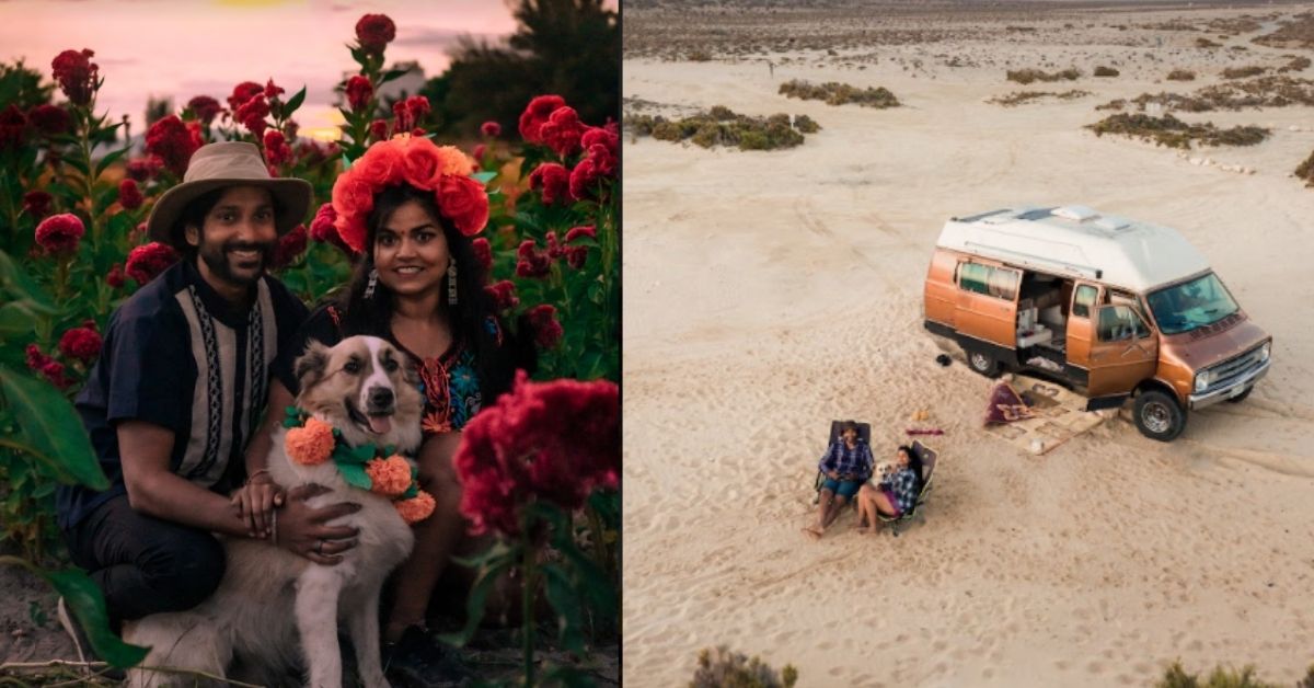 indian couple travelling the world in their campervan