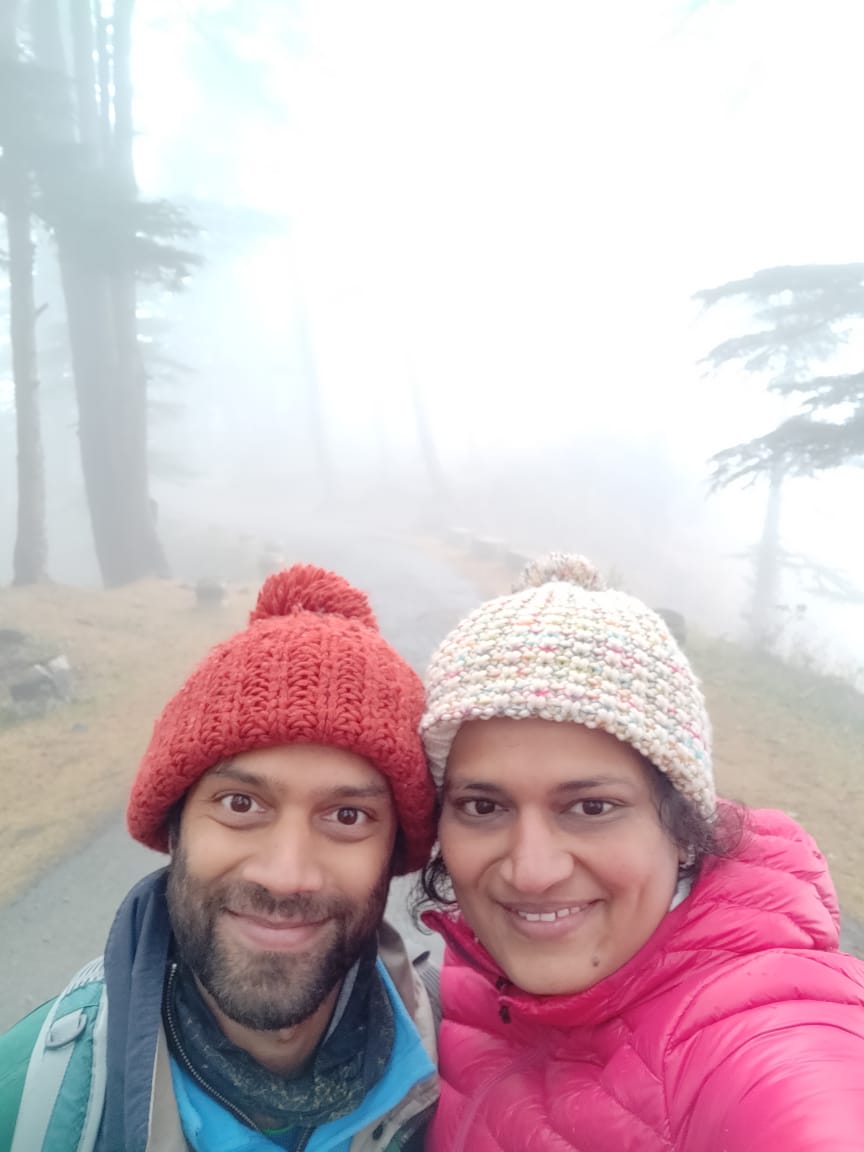 Esha and Harsh Jain on a winter workcation in Shimla