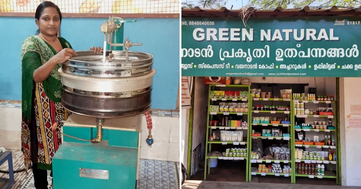 Viji Sreekumar and her organic bamboo rice shop at Pathirapally, Alappuzha 