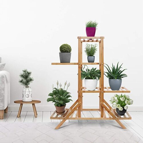 Livzing Multipurpose 4 Tier Bamboo Wooden Shelf Rack