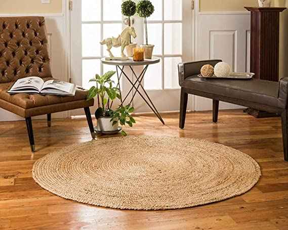 FR Creations Natural Jute Braided Area Rug