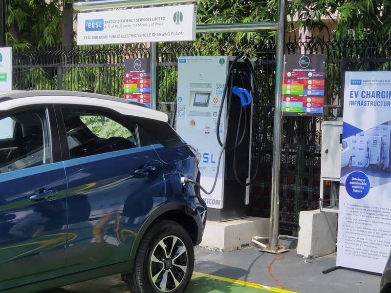 One of the many Exicom chargers charging an EV