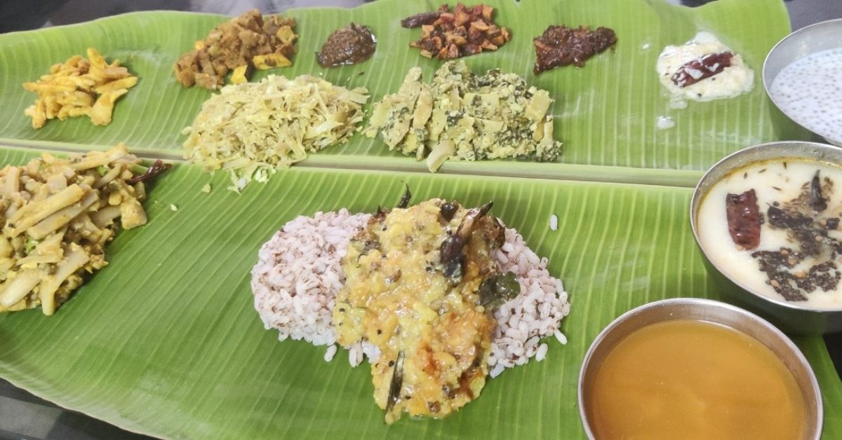 A Kerala-style sadya with dishes made using different parts of jackfruit