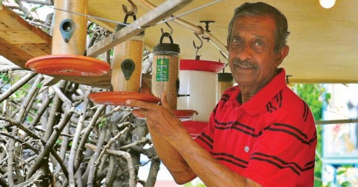 Sparrow man 1651064942 How the 74-YO Sparrow Whisperer of Bengaluru Feeds 250 Birds at His Home Everyday