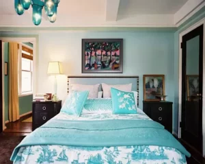 Lighter shades in the bedroom to keep the home cool