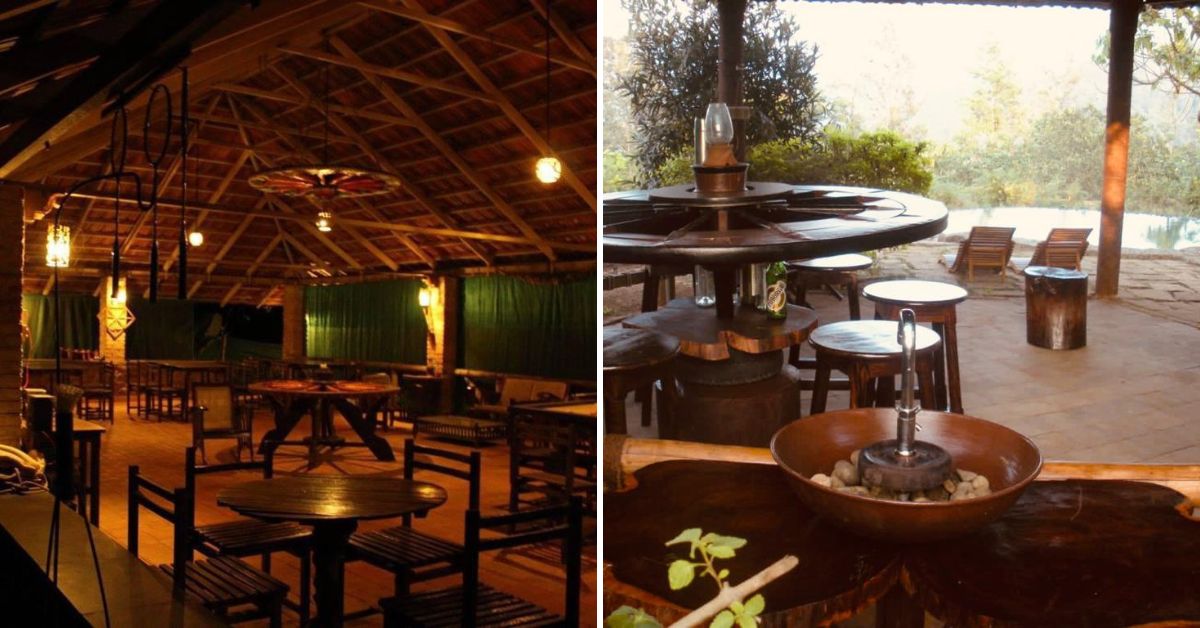 Dining area at the homestay and gazebo near the pool