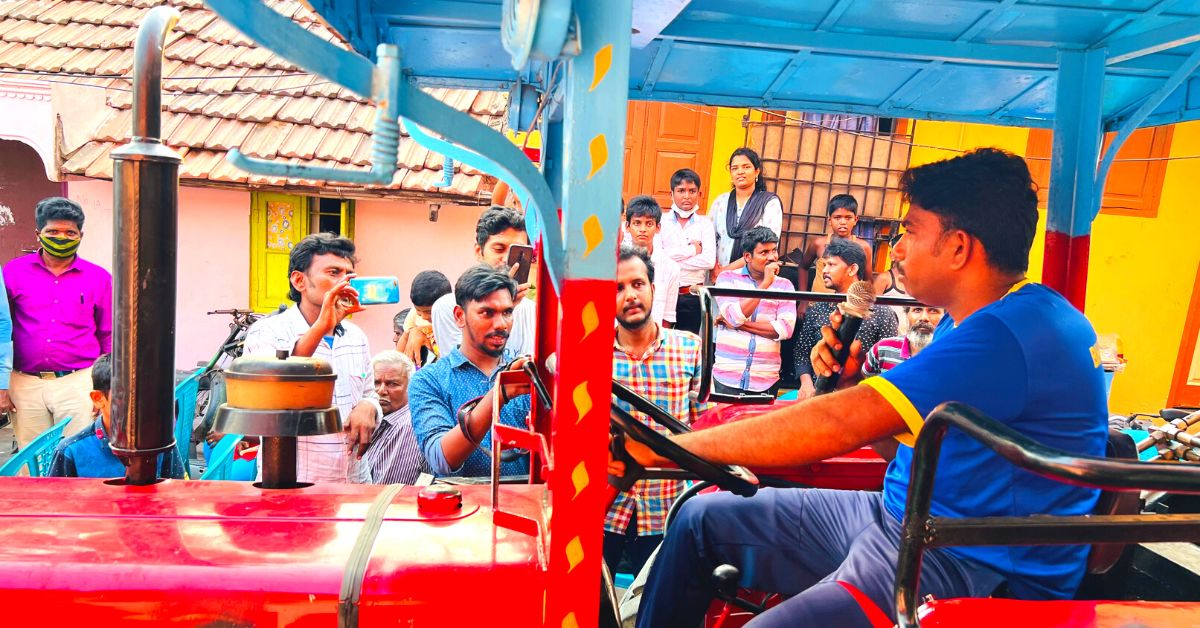 Driving the tractor carrying IIT-M Robot that will prevent manual scavenging 