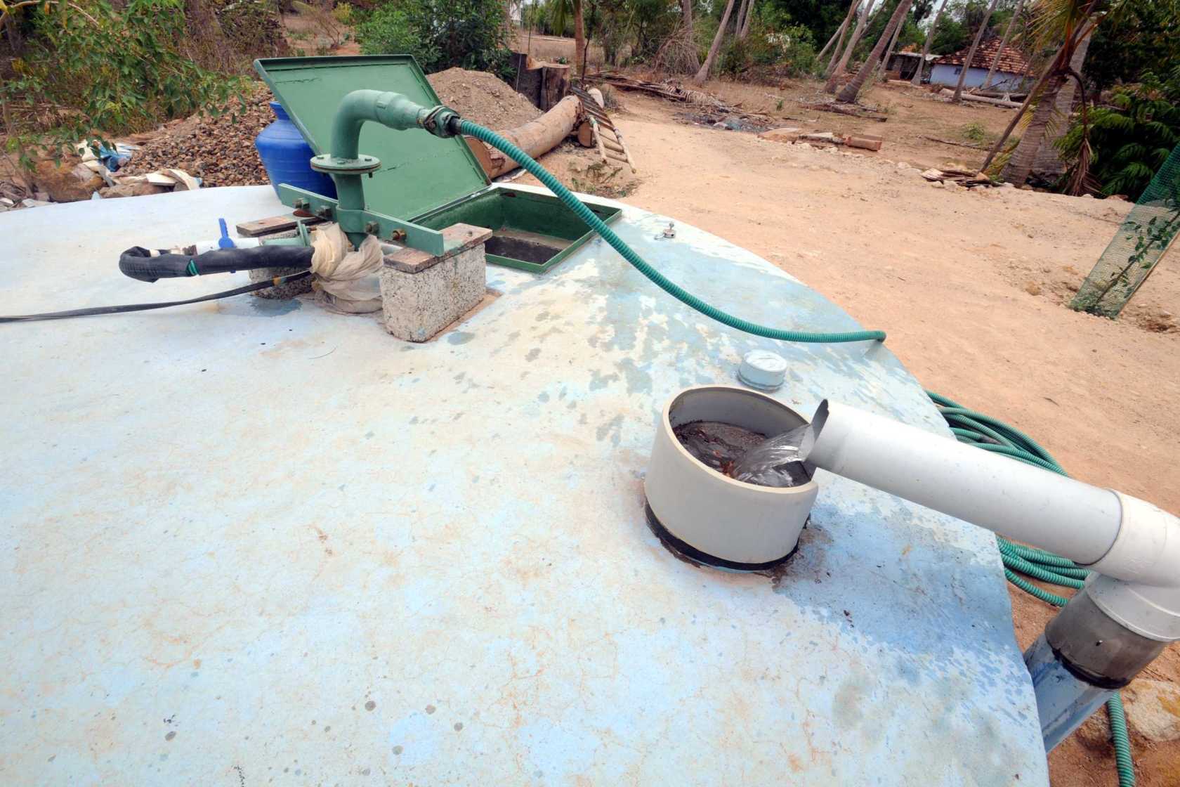 Veeramani's rainwater harvesting system built with pipes.