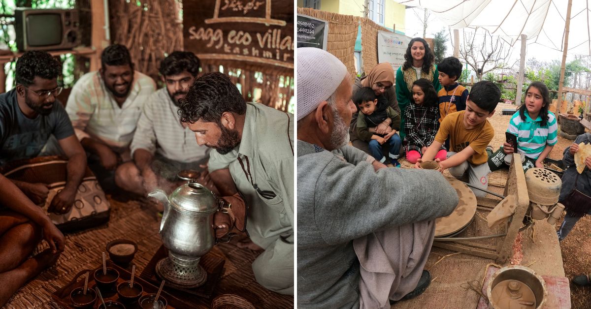 Serving traditional food (left) and a glimpse from a pottery class for children (right)
