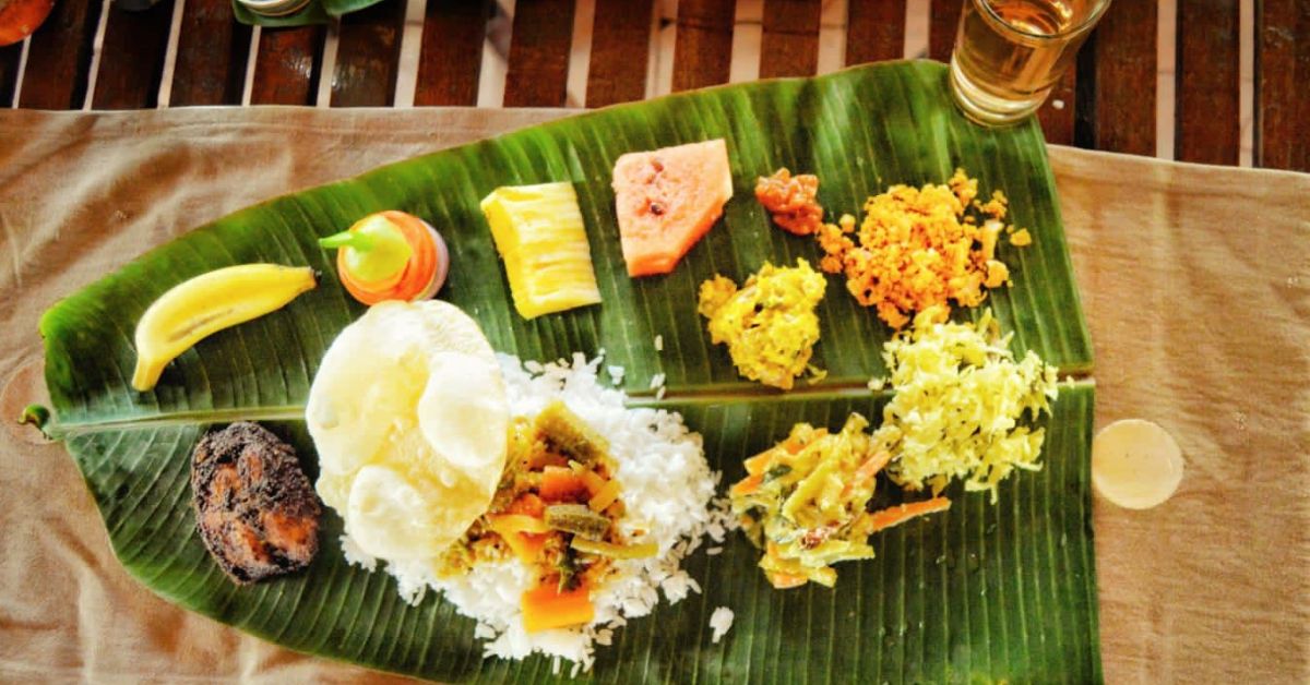 Traditional Kerala cuisine served at the homestay