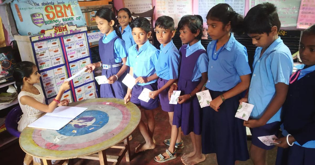 kids standing in queue at school