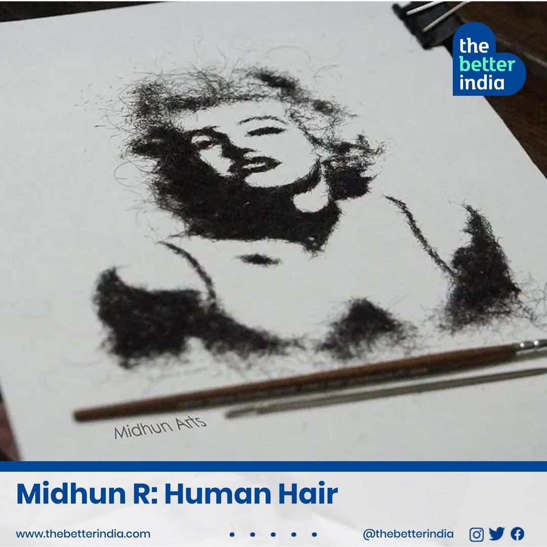 Midhun's work using human hair.