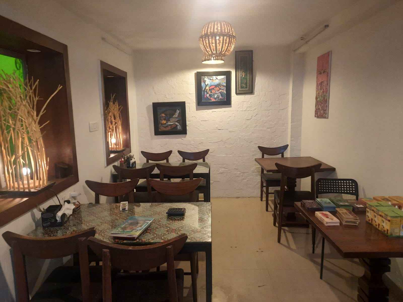 Indoor seating at Rare Earth, the vegan café in Khar Mumbai 