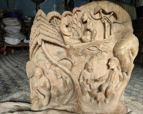 Wood carving of local Kashmiris.