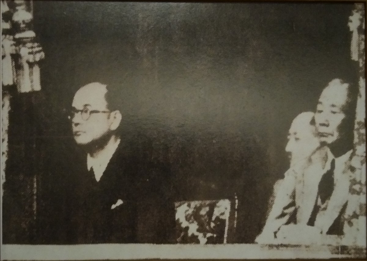 Netaji Subhas Chandra Bose listening to the Japanese PM Tojo in the Japanese parliament