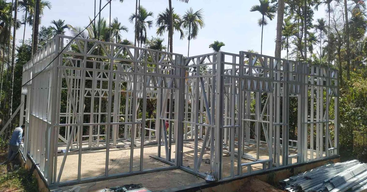 The steel frame of the house using LGSF technology